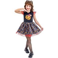 Fantasia Vestido Infantil Halloween Abóbora Festa Cosplay