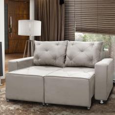 Sofá Retrátil E Reclinável 2 Lugares Bariloche 1.50cm C/ Molas - Veludo Marfim