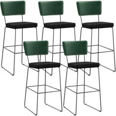 Kit 05 Banquetas Altas Sala De Jantar Fixa Allana L02 Facto Verde Musg