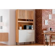 Kit de Cozinha Compacta Moscato 4 Portas e 1 Gaveta 197x101cm Amendoa/Branco - Ronipa