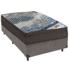 Cama Box Cinza e Colchão ISO Superpocket Molas Ensacadas Solteiro Orto
