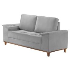 Sofá Orion 2 Lugares em Veludo com Almofadas Soltas 160cm Trevo Cor Cinza