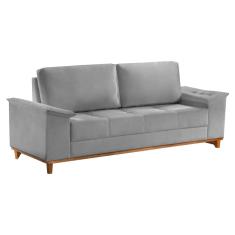 Sofá Orion 4 Lugares em Veludo com Almofadas Soltas 210cm Trevo Cor Cinza