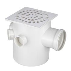 Caixa Sifonada com Grelha Quadrada Branca 150 x 185 x 75mm Krona