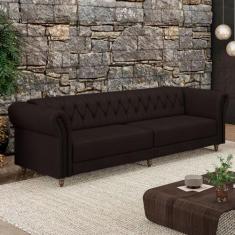 Sofá Living Sala de Estar Stanford Chesterfield 3 Lugares 240cm Pés de