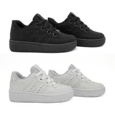 Kit 2 Tênis Street Ollie Infantil Kings Menino Conforto, Preto, Branco