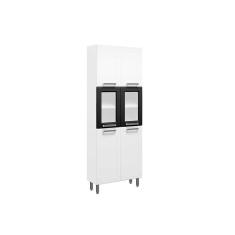 Módulo Cozinha Bertolini Múltipla Paneleiro 6037 6 Portas (2 De Vidro) Branco/preto
