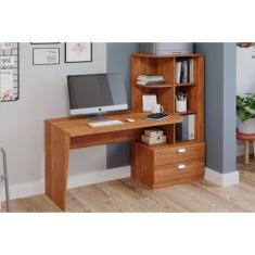 Mesa Computador Elisa c/ 2 Gavetas e 6 Nichos Cinamomo - Permóbili