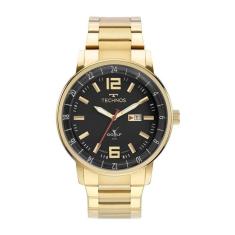 Relógio Technos Masculino Dourado Classic Golf Fundo Preto 2115MWD/1P-Masculino