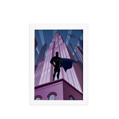 Quadro Super Heróis Geek Noturno Moldura Branca 22x32cm