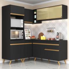 Cozinha Completa De Canto Veneza Gb Mp2063 Com Armário E Balcão Preta