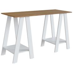 Escrivaninha Mesa Escritorio Cavalete 2 Prateleiras Mell Branco B61 NOVAM