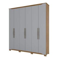 Guarda Roupa Casal Dallas 6 Portas Nature Cinza - Henn