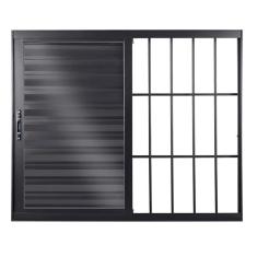 Janela Veneziana de Aluminio de Correr 120x200cm 3 Folhas Topsul Esquadrisul Preto