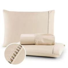 Roupa de Cama Casal 400 Fios Micropercal 3 Pçs Jogo de Lençol Extra Ma