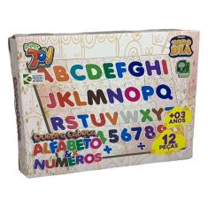 Brinquedo Quebra Cabeça Alfabeto E Números 12 Peças Em Mdf