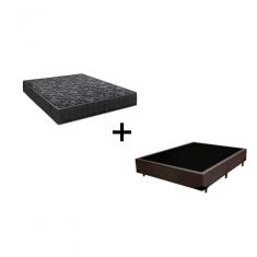 Cama Box Casal 138 Tecido Marrom Com Colchão Lisboa Bello Box D28 Preto