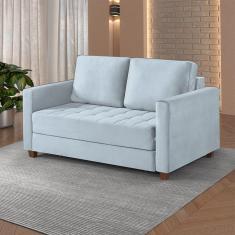 Sofá Cama 2 Lugares 150 Casal Veludo Paris Cinza C/ Castanho