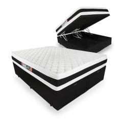 Cama Box Baú Super King + Colchão Espuma D45 - Castor - Black & White 