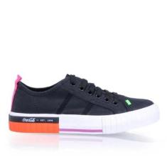 Tênis Casual Feminino Coca-Cola Shoes Copacabana - Preto-Feminino