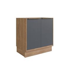 Balcão de Cozinha 80cm 2 Portas Viena Herval Louro Freijó/Grafitto