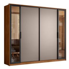 Guarda Roupa Casal Laredo 4 Portas Flex com Vidro Reflecta - Demartêz