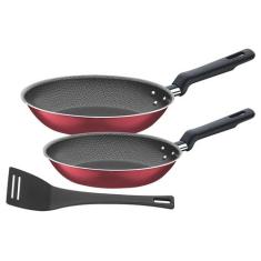Conjunto de Frigideiras Antiaderente Tramontina - 3 Peças Vermelho Ber