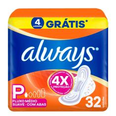 Absorvente Always Suave com Abas P 32 Unidades