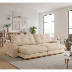Sofá Argo Linho 250 cm B25 cm Meu Sofá Online, A294 LINHO CREME