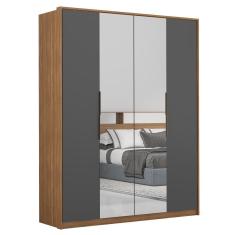 Guarda Roupa Casal 4 Portas 2 Com Espelhos Attore D02 Amendola-grafito - Mpozenato