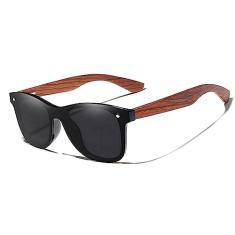Óculos de Sol Masculino Artesanal Bambu Kingseven Proteção Polarizados UV400 Espelho B5504 (Preto)
