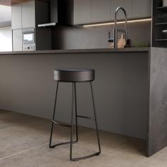 Conjunto 2 Banquetas Nice em Aço Industrial Yescasa Preto/Preto