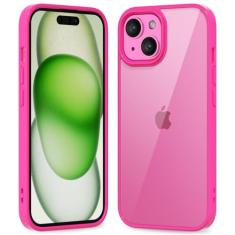 oakxco Capa fina e fina transparente para iPhone 15 iPhone 14 iPhone 13, plástico rígido híbrido transparente e amortecedor de borracha de silicone macio, capa protetora acrílica não amarela para