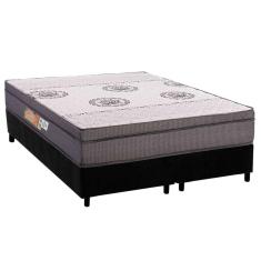 Cama Box Queen: Colchão Ortopédico Polar D28 OrthoPremium Grey + Base CRC Suede Black (158x198)
