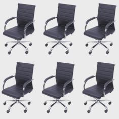 Kit 6 Cadeiras para Escritorio Diretor Esteirinha Florenca 3322