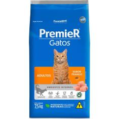 Ração Premier Pet Gatos Ambientes Internos Adultos Frango - 7,5 Kg