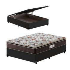 Cama Box Baú Casal Preta + Colchão de Espuma D45 - Probel - Guarda-Cos