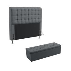 Kit Cabeceira Dama 195 Para Cama King e Calçadeira Sagitarius Sued Cin