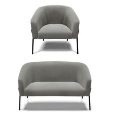 Sofá Namoradeira E Poltrona Pé De Ferro Preto Stella Suede D03 - D'ros