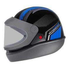 Capacete Ebf Automático Fechado Moto Bolt , Preto e azul, 60