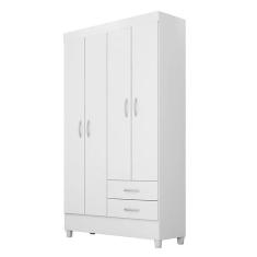 Guarda Roupa Solteiro Astro 4 Portas E 2 Gavetas  Branco - Demóbile Branco