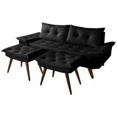 Sofá Bariloche 3 Lugares Duas Banquetas Material Sintético - Essencial