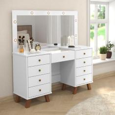 Penteadeira Com Camarim 9 Gavetas Eloisa Branco