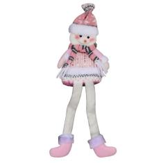 Boneco De Neve Enfeite Natalino Rosê Para Pendurar No Natal - Breeza S