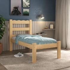 Cama De Solteiro Madeira Maciça Com Colchão Incluso Multimóveis CR35256 - Natural