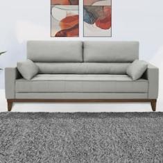 Sofá 4 Lugares Linoforte Blazer com Revestimento em Linho e 2 Almofadas Decorativas 210 cm de Largura