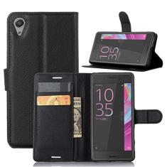 Capa para Sony Xperia X, capa carteira flip de couro PU premium com compartimento para cartão, suporte e fecho magnético [capa interna à prova de choque de TPU] Compatível com Sony Xperia X