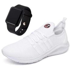 Tênis Esportivo Academia Corrida Caminhada Passeio Macio Leve Unisex Kit Relógio Digital-Masculino