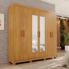 Guarda-roupa 2 Gavetas 6 Portas com Espelho com Pés Lisboa Cinamomo