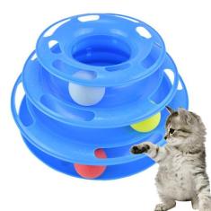 Brinquedo Torre Trilha Para Gatos 3 Níveis Azul CBRN14484 - COMMERCE B